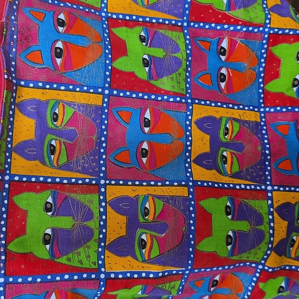 Laurel Burch Fantasticats shoulder tote bag 20"L X 14"W - Picture 6 of 12